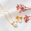 18k Gold Plated Silver Enchanted Pearl Necklace Set